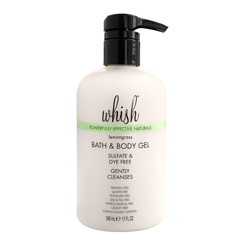 Whish Beauty Bath & Body Gel - Moisturizing Body Wash for Women - Gentle On Sensitive Skin - Shower Gel infused with Shea Butter & Aloe - Sulfate & Paraben Free - Lemongrass - 13 fl oz - Image 1